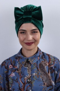 Velours Noeud Os Vert Émeraude - 