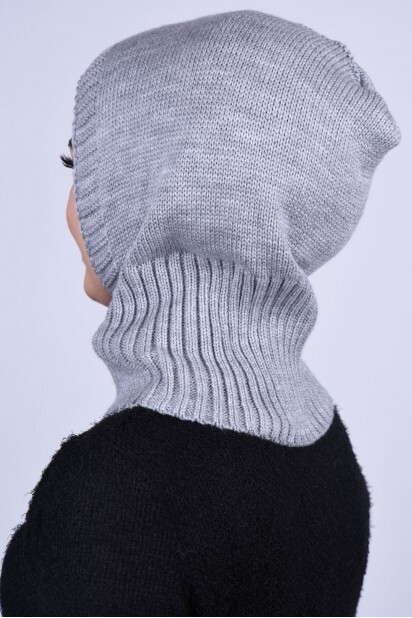 Knitted Wool Beret Gray - 100284906 - 