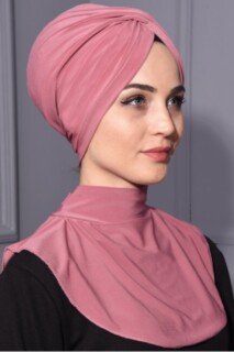 Bouton pression Hijab Col Rose Séchée - 
