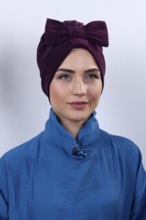 Papyon Model Style - Double-Sided Bonnet Plum With Bow - 100285293 - Hijab