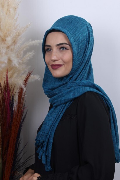 Knitwear Practical Hijab Shawl Petrol Blue