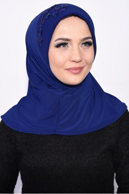 Evening Model - Pratik Pullu Hijab Saks Mavisi - 100285513 - Hijab
