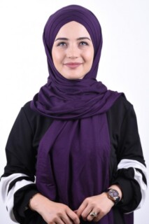 Hijabs Cross Style - Combed Cotton 3-Striped Shawl Purple - 100285213 - Hijab