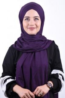 Combed Cotton 3-Striped Shawl Purple - 100285213 - 