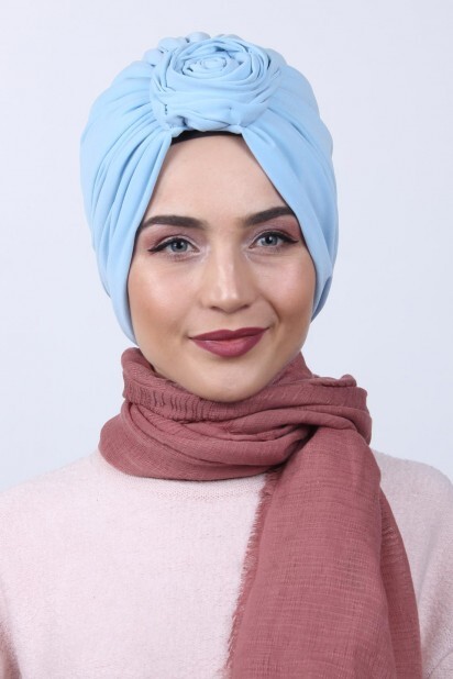 Reversible Rose Knot Bonnet Baby Blue