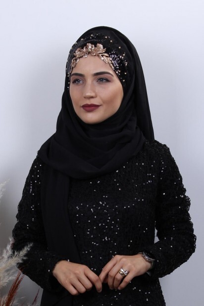 Evening Model - تصميم أميرة شال أسود - Hijab