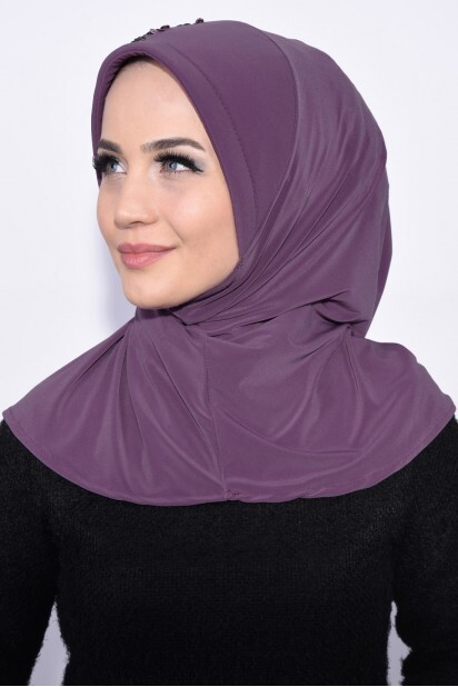 Practical Sequin Hijab Dark Dried Rose - 100285507 - 