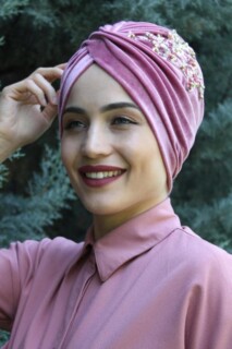 Velvet Sequined Vera Bonnet Dried Rose - 100285072 - 
