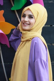 Plain Chiffon Shawl Gold - 100285450 - 