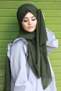 Plain Chiffon Shawl Khaki - 100285453 - 