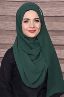 Elegant Stone Shawl - شال حجرى انيق لون اخضر زمردي - Hijab