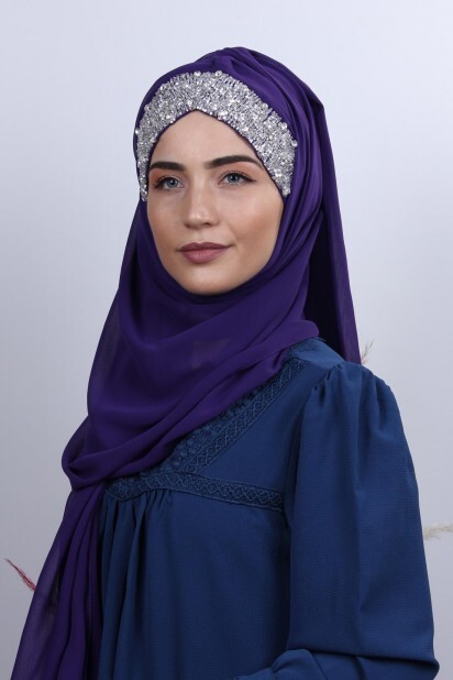 Stone Design Bonnet Châle Violet - 