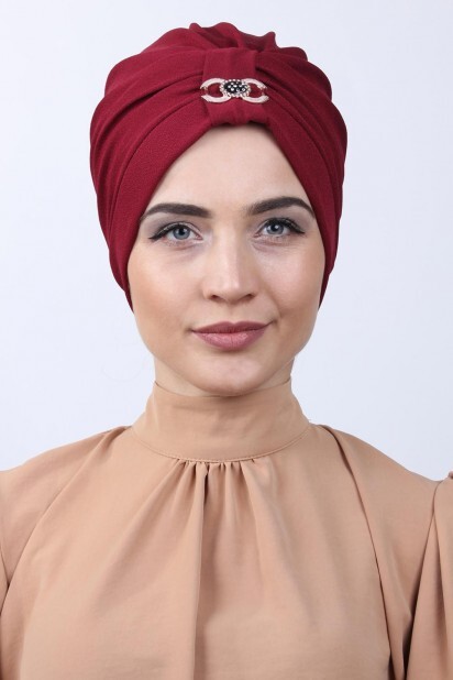 Double Side Bonnet - Buckled Claret Red Double-Sided Bonnet - 100285170 - Hijab