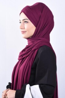 Combed Cotton 3-Striped Shawl Cherry Color - 100285222 - 