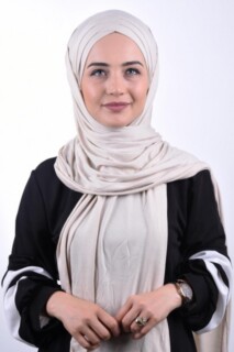 Hijabs Cross Style - Châle Coton Peigné 3 Rayures Couleur Pierre - Hijab