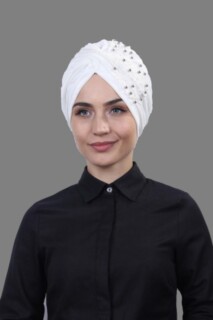 Evening Model - Bonnet Velours Guipure Vera Blanc - Hijab