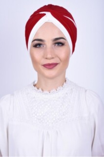 Knot style - Two Color Vera Bonnet Red - 100285663 - Hijab