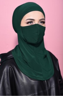 حجاب مقنع رياضي أخضر زمردي - 