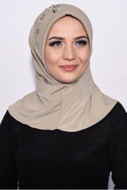 Pratique Sequin Hijab Couleur Pierre