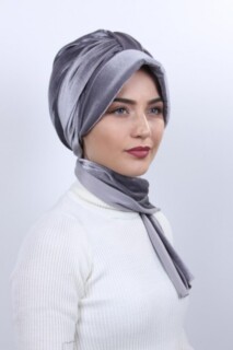 Velvet Shawl Hat Bonnet Gray