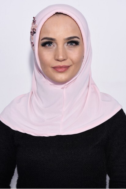 Evening Model - Practical Sequin Hijab Salmon - 100285515 - Hijab