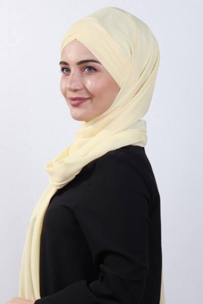 4 Châle Hijab Drapé Jaune - 