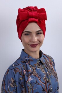 المخملية القوس بونيه الأحمر - Hijab