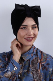 بونيه مخملية باللون الأسود - 