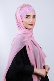 Châle Croisé 3 Rayures Pailleté Rose Poudré - 