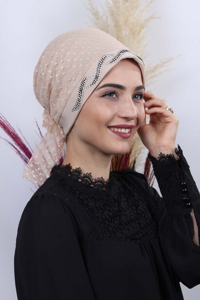 All Occasions Bonnet - Bonnet Tulle Pois Feuille Beige - Hijab
