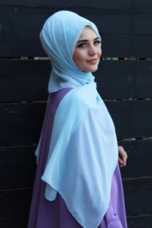 Plain Chiffon Shawl Baby Blue - 100285444 - 
