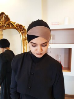 2-Color Underscarf - taupe-noir |code: 3023-03 - petite fille - taupe-noir |code: 3023-03 - Hijab