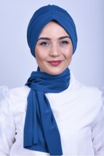 All Occasions Bonnet - قبعة مزينة برباط أزرق بترولي - Hijab