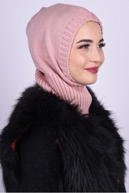 مسحوق بيريه صوف محبوك وردي - 