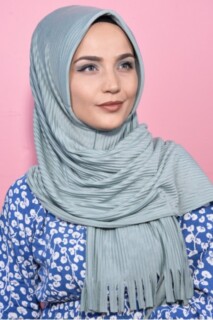 Pleated Hijab Shawl Water Green - 100282915 - Hijab