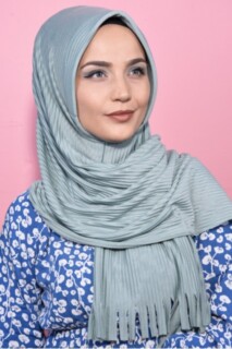 Pleated Hijab Shawl Water Green - 100282915 - 