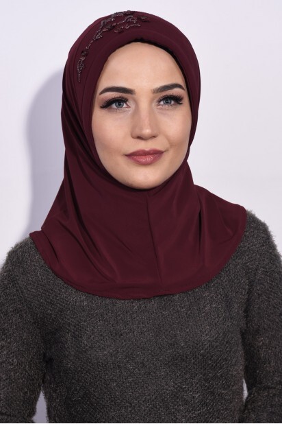 Practical Sequin Hijab Claret Red