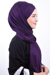 Combed Cotton 3-Striped Shawl Purple - 100285213 - 