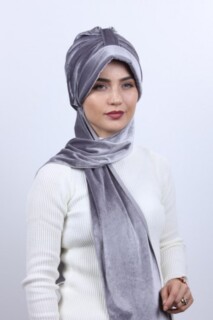 Cap-Hat Style - Velvet Shawl Hat Bonnet Gray - 100283144 - Hijab