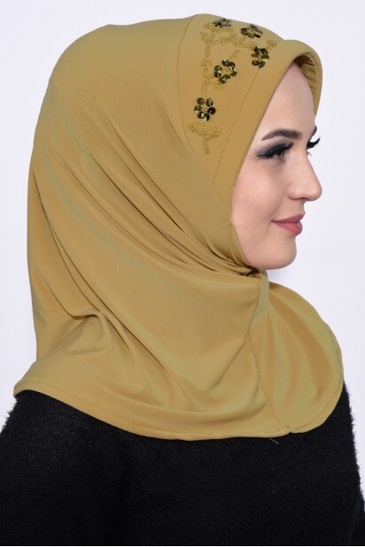 Practical Sequin Hijab Mustard Yellow - 100285503 - 