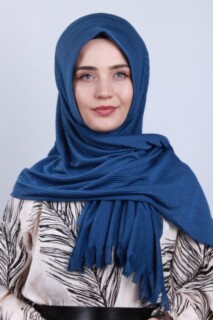 Pleated Hijab Shawl Indigo - 100282907 - Hijab