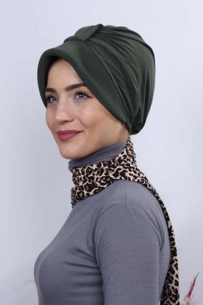 Scarf Hat Bonnet Khaki Green - 100284990 - 