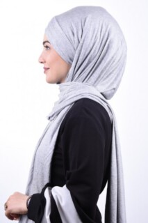 Combed Cotton 3-Striped Shawl Gray Melange - 100285205 - 