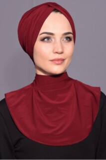 Snap Fastener Hijab Collar Claret Red - 100285596