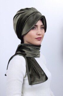 Velvet Shawl Hat Bonnet Khaki