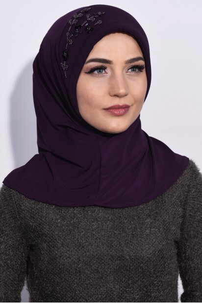 Evening Model - Practical Sequin Hijab Purple - 100285510 - Hijab