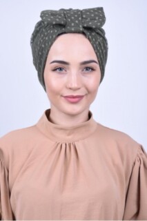 Papyon Model Style - الدانتيل القوس بونيه الكاكي الأخضر - Hijab