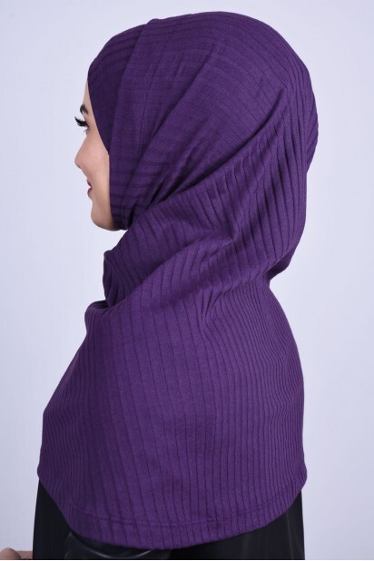 Cross Bonnet Knitwear Hijab Purple - 100285229 - 