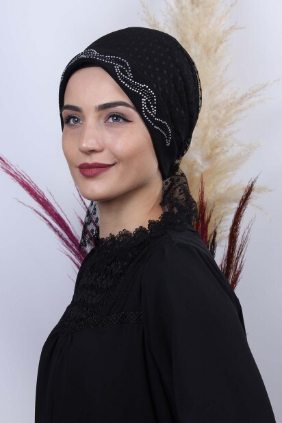 Tulle Polka Dot Leaf Bonnet Black - 100285042 - 