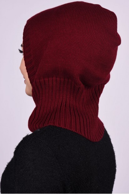 Knitted Wool Beret Claret Red - 100284908 - 